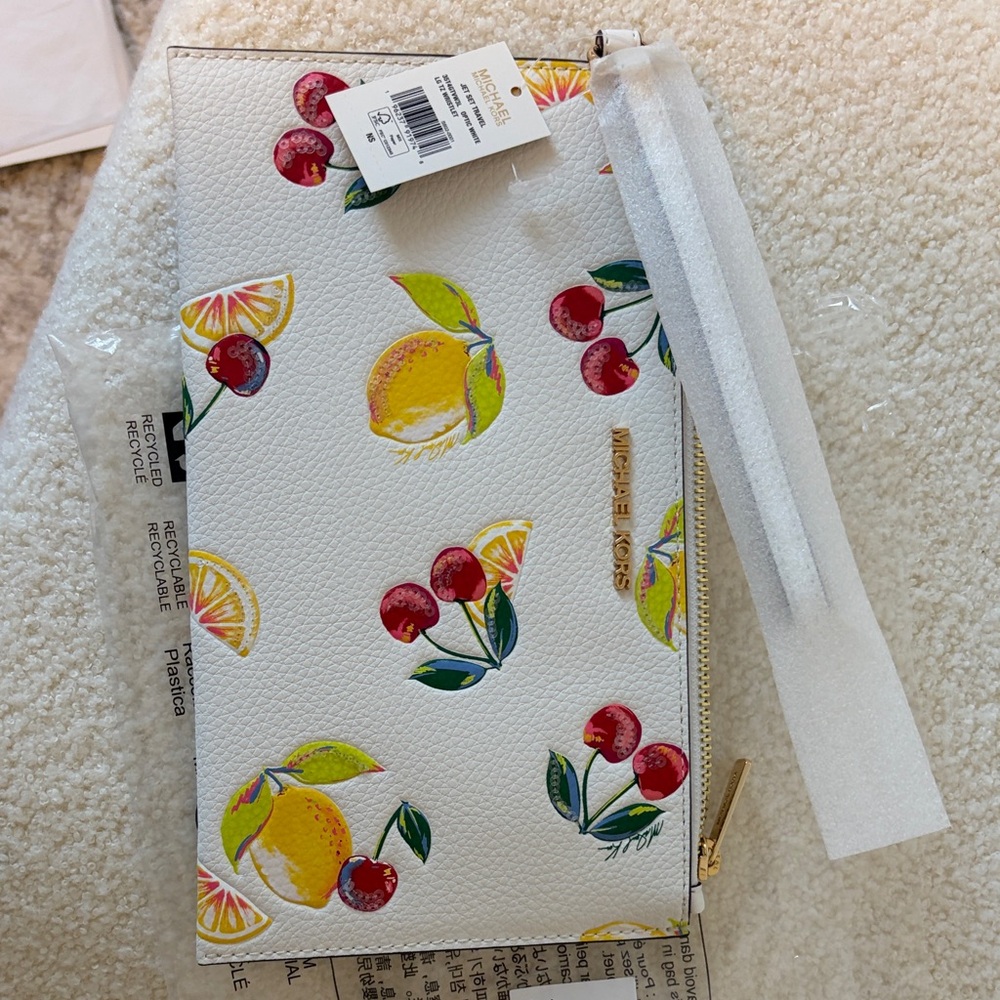 Michael Kors White Clutch with Fruit Print
